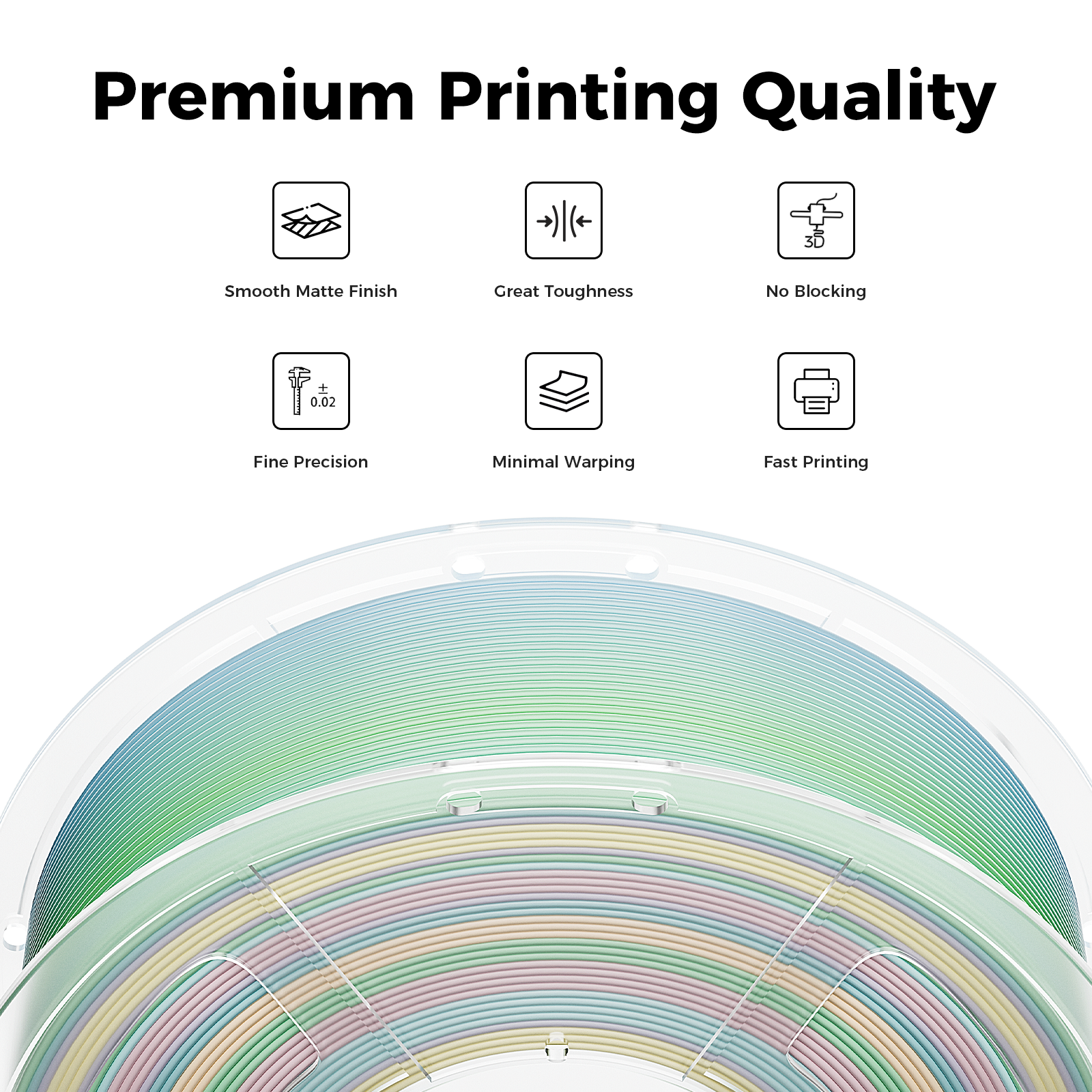 Mecpow Matte Rainbow High Speed PLA Filament