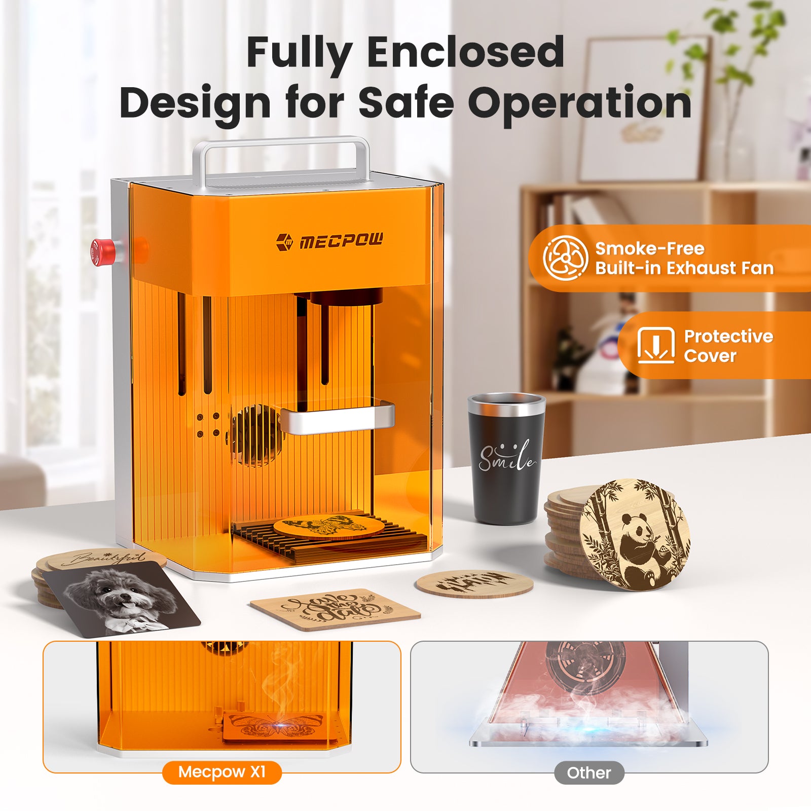 Machine de découpe et de gravure laser double Mecpow X1 2 W + 10 W