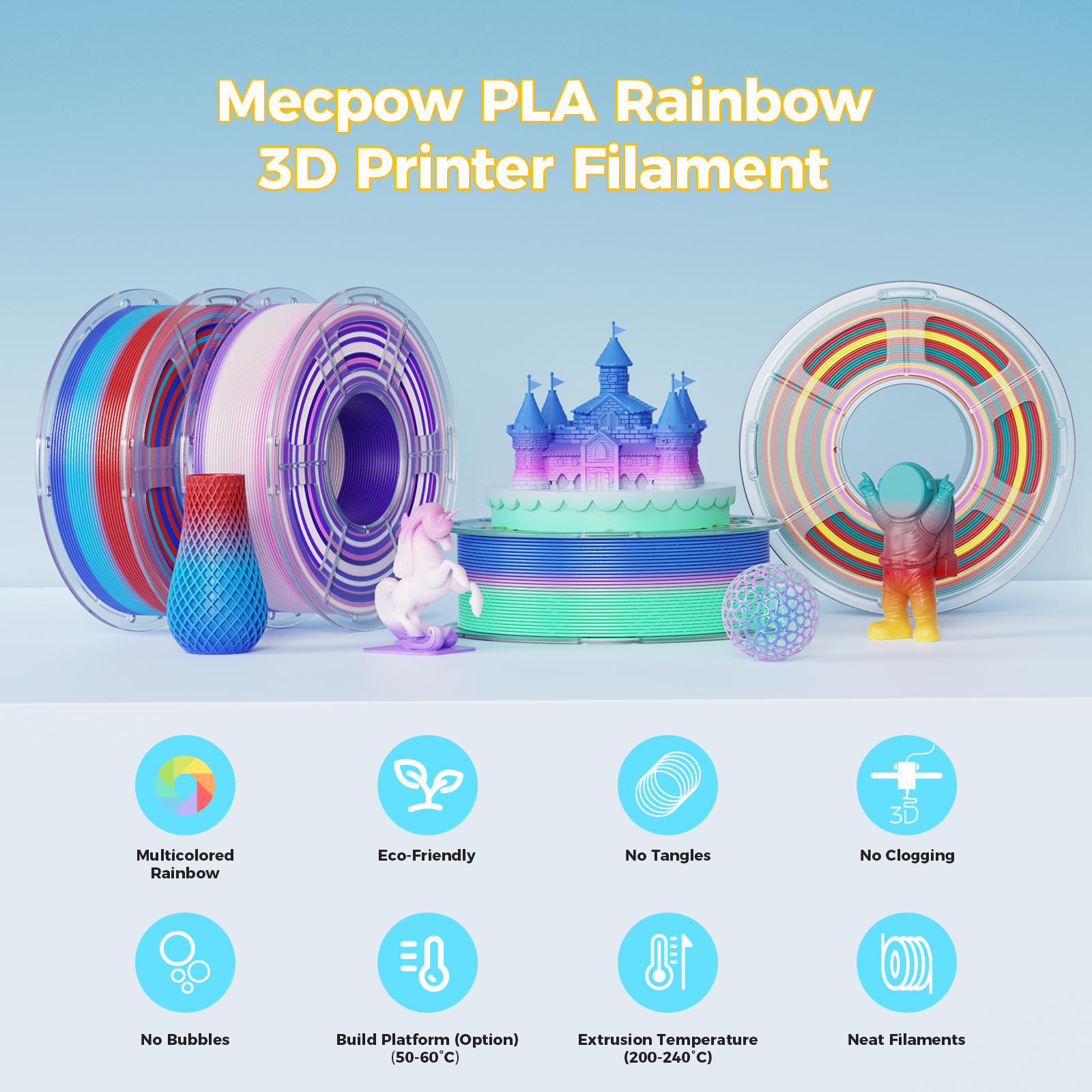 Mecpow PLA Rainbow 3D Printing Filament