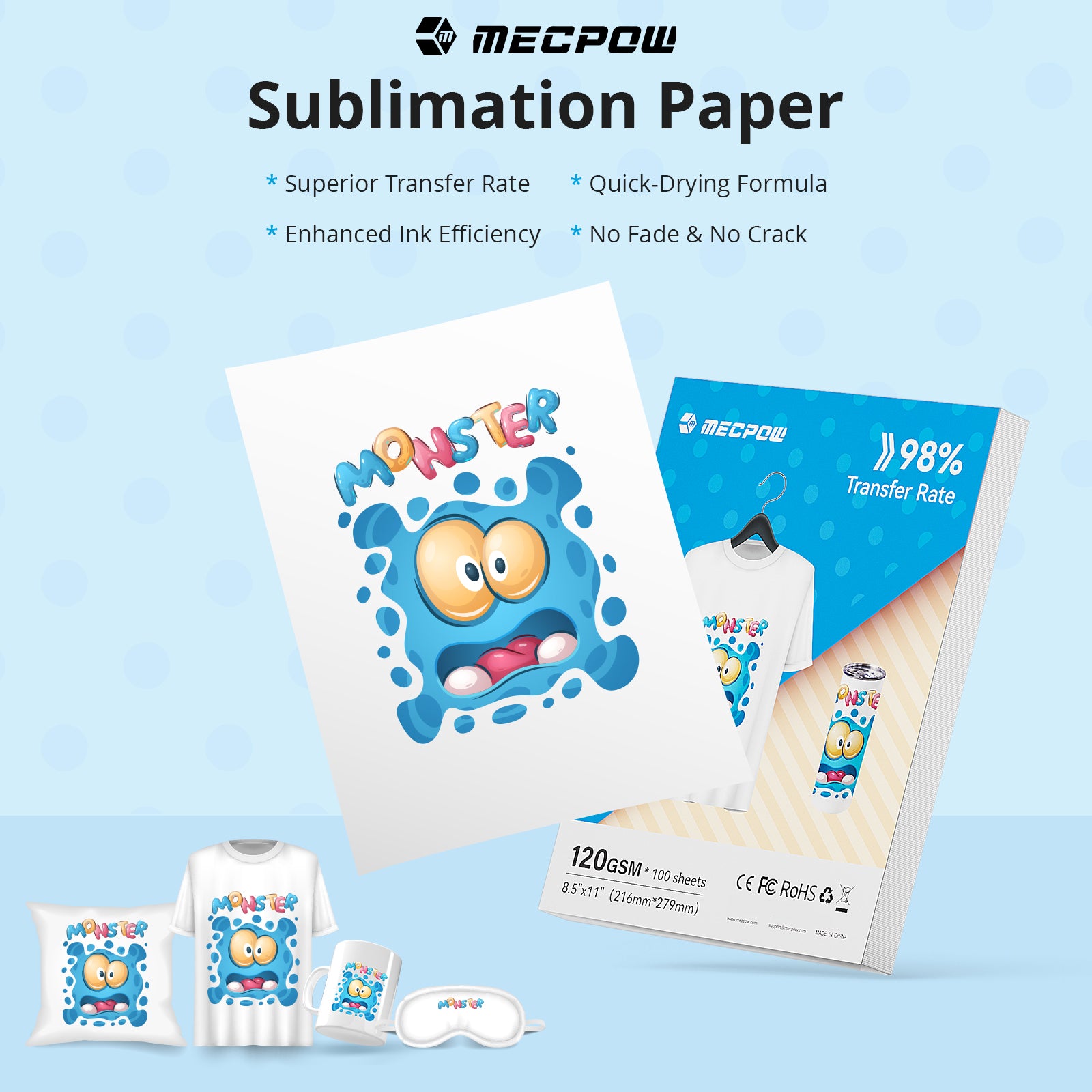 Mecpow 100pcs 120G Sublimation Paper